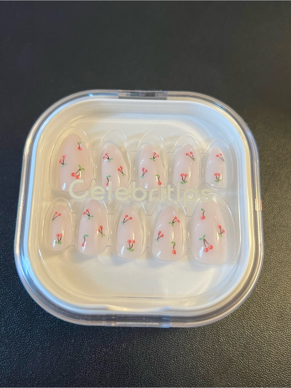 Cherry Print Press-On Nails - Pink